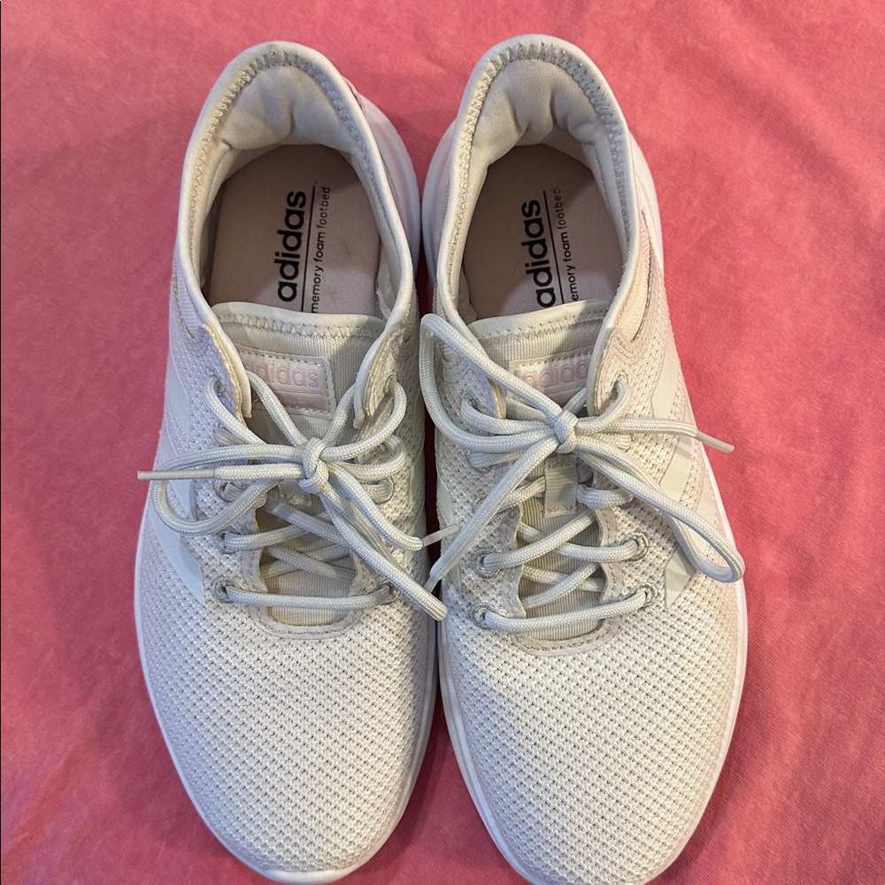 Adidas Cloudfoam Sneakers Womens Size 7.5 White Pink Running Walking Lightweight - Picture 4 of 8